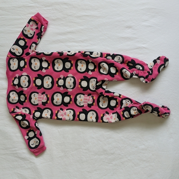 carter's winter penguin fleece zipper footie sleeper pajamas 3 months baby girl - Picture 6 of 6